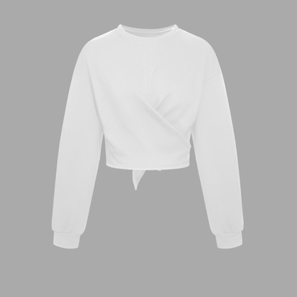 Halara Dropped Shoulder Tie Back Cropped Casual Sports Sweatshirt - Picture 2 of 4